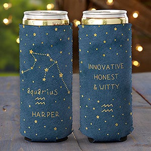 Aquarius Zodiac Personalized Slim Can Cooler - 29726