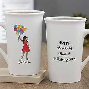 Birthday Balloons philoSophies® Personalized Latte Mug 16oz White - 29742-U
