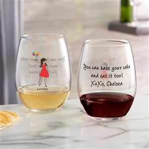 Birthday Balloons philoSophies Personalized Stemless Wine Glass - 29747-S