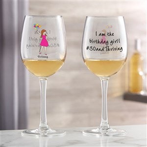 Birthday Balloons philoSophies Personalized White Wine Glass - 29747-W