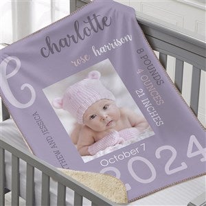 Modern All About Baby Girl Personalized 30x40 Sherpa Photo Baby Blanket - 29776-BS