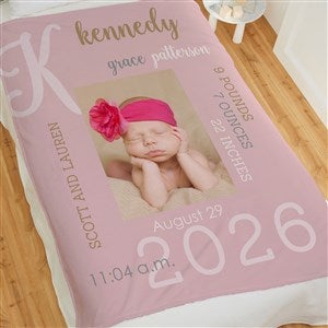 Modern All About Baby Girl Personalized 50x60 Plush Fleece Photo Blanket - 29776-F