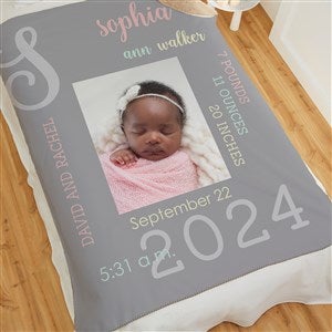 Modern All About Baby Girl Personalized 60x80 Sherpa Photo Blanket - 29776-SL