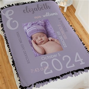 Modern All About Baby Girl Personalized 50x60 Tie Photo Blanket - 29776-T