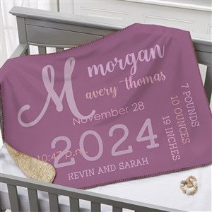 Modern All About Baby Girl Personalized 30x40 Sherpa Baby Blanket - 29780-BS