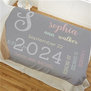 Modern All About Baby Girl Personalized 50x60 Sherpa Baby Blanket - 29780-S