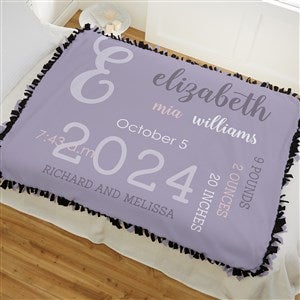 Modern All About Baby Girl Personalized 50x60 Tie Baby Blanket - 29780-T