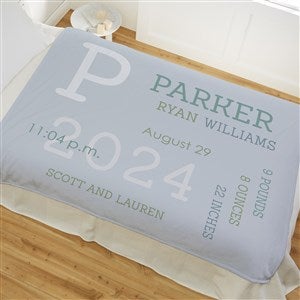 Modern  All About Baby Boy Personalized 50x60 Plush Fleece Baby Blanket - 29781-F