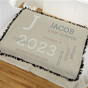 Modern All About Baby Boy Personalized 50x60 Tie Baby Blanket - 29781-T