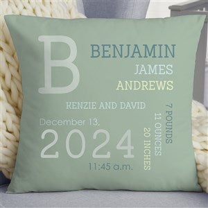 Modern All About Baby Boy Personalized 18 Baby Throw Pillow - 29784-L