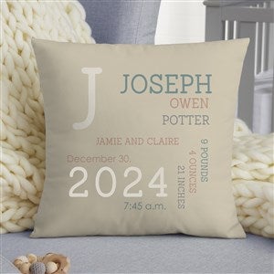 Modern All About Baby Boy Personalized 14 Baby Throw Pillow - 29784-S