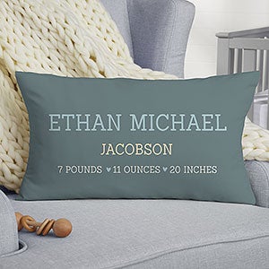 Modern All About Baby Boy Personalized Lumbar Baby Throw Pillow - 29784-LB