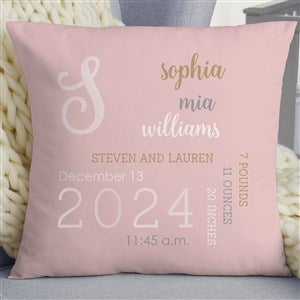 Modern All About Baby Girl Personalized 18 Baby Throw Pillow - 29785-L