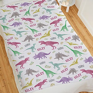 Dinosaur World Personalized 50x60 Lightweight Fleece Blanket - 29868-LF