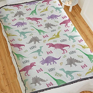 Dinosaur World Personalized 56x60 Woven Throw - 29868-A