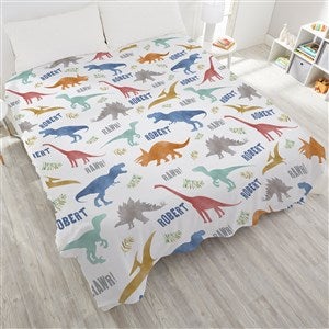 Dinosaur World Personalized 90x90 Plush Queen Fleece Blanket - 29868-QU