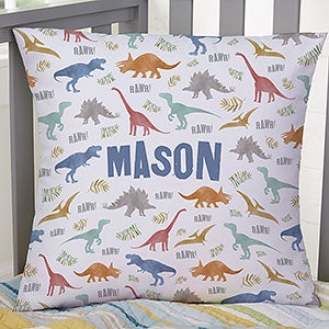 Dinosaur World Personalized 18 Velvet Throw Pillow - 29869-LV