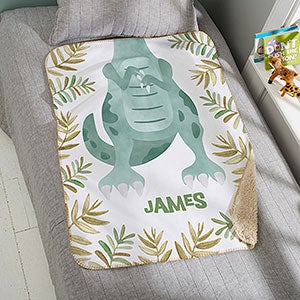 Dinosaur Character Personalized 30x40 Sherpa Baby Blanket - 29870-SS