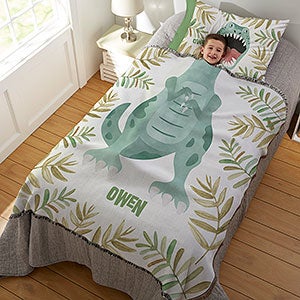 Dinosaur Character Personalized 56x60 Woven Throw - 29870-A