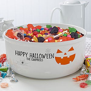 Jack-o-Lantern Personalized Halloween Candy Bowl - 29890