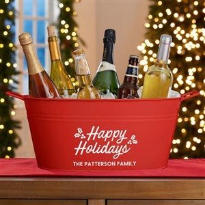 Happy Holidays Personalized Beverage Tub - Red - 29908-HHR