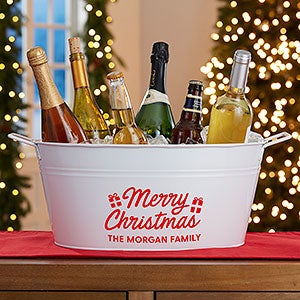 Merry Christmas Personalized Beverage Tub - 29908-MC