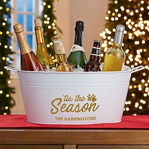 Tis The Season Personalized Beverage Tub-White - 29908-TS