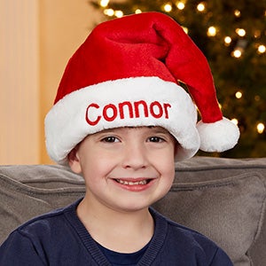 Plush Velvet Personalized Boy Santa Hat - 29917-Y
