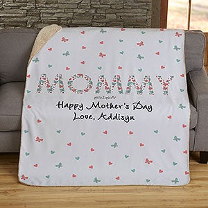 Floral Mom philoSophies Personalized 50x60 Sherpa Blanket - 29935-S