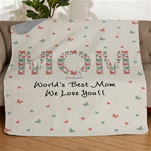 Floral Mom philoSophies® Personalized 50x60 Quilted Blanket - 29935-Q