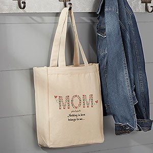 Floral Mom philoSophies Personalized Canvas Tote Bag 14x10 - 29946-S