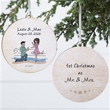 Beach Engagement philoSophies® Personalized Ornaments- 3.75 Wood - 2-Sided - 29949-2W