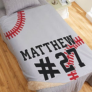 Baseball Personalized 60x80 Sherpa Blanket - 29970-SL