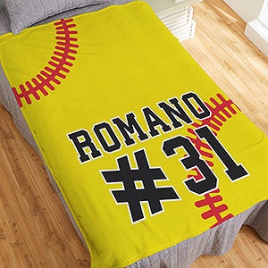 Softball Personalized 60x80 Plush Fleece Blanket - 29971-L