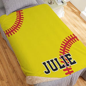 Softball Personalized 50x60 Sherpa Blanket - 29971-S