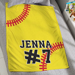 Softball Personalized 30x40 Plush Fleece Blanket - 29971-SF