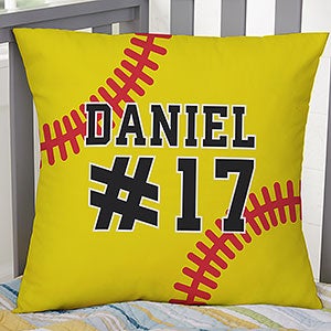 Softball Personalized 18 Velvet Throw Pillow - 29980-LV