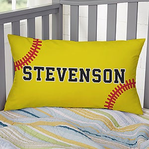 Softball Personalized Velvet Lumbar Throw Pillow - 29980-LBV