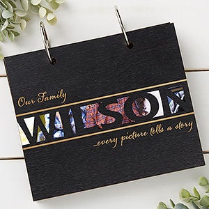 Family Name Personalized Black Poplar Wood Photo Album - 30046-B