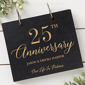 Happy Anniversary Personalized Wood Photo Album - Black Poplar - 30047-B