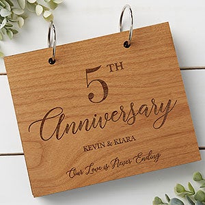 Happy Anniversary Personalized Wood Photo Album - Natural Alderwood - 30047-N