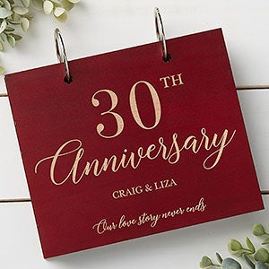 Happy Anniversary Personalized Red Poplar Wood Photo Album - 30047-R