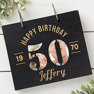 Modern Birthday Personalized Wood Photo Album - Black Poplar - 30049-B