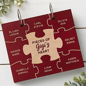 Pieces Of Her Heart Personalized Red Poplar Wood Photo Album - 30051-R