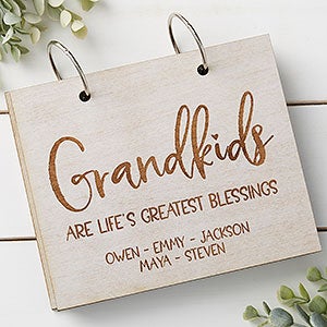 Grandkids Personalized Whitewash Wood Photo Album - 30052-W