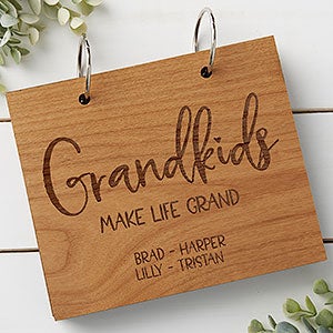 Grandkids Personalized Natural Alderwood Photo Album - 30052-N