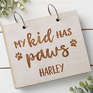 My Kids Have Paws Personalized Wood Photo Album - Whitewash - 30053-W