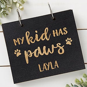 My Kids Have Paws Personalized Wood Photo Album - Black Poplar - 30053-B