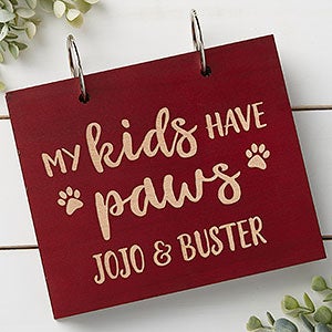 My Kids Have Paws Personalized Wood Photo Album - Red Poplar - 30053-R