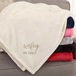 Wifey & Hubby Personalized 50x60 Beige Fleece Blanket - 30080-SI
